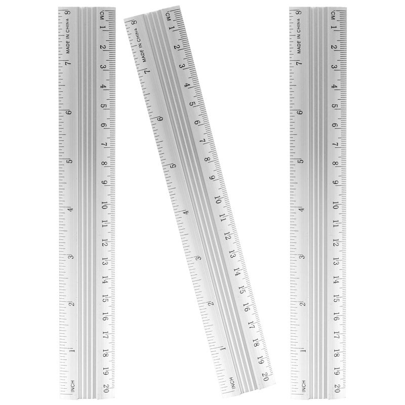 Aluminum Alloy Ruler Set 3 Pieces 20cm Precision Measuring Tool For Drawing And Design - Image 2