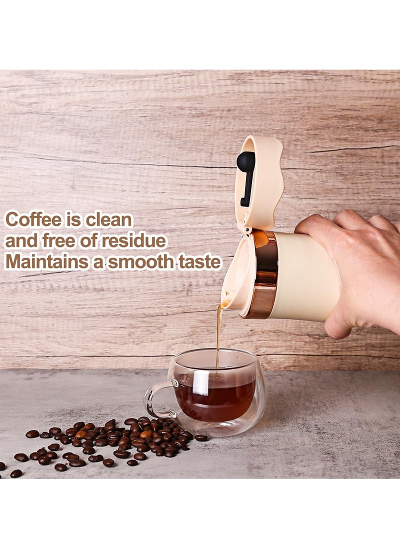 KASTWAVE - Portable French Press Travel Coffee Maker, Double Walled Stainless Steel Vacuum Insulated Coffee Maker and Tea Maker, 12 Ounce, Mini Vacuum Mug Filter Coffee Cup for Travel (Lvory) - Image 1