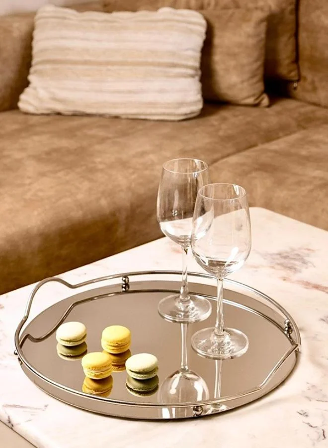 Luxury Round Glass Silver Mirror Tray  by Casa Quesera