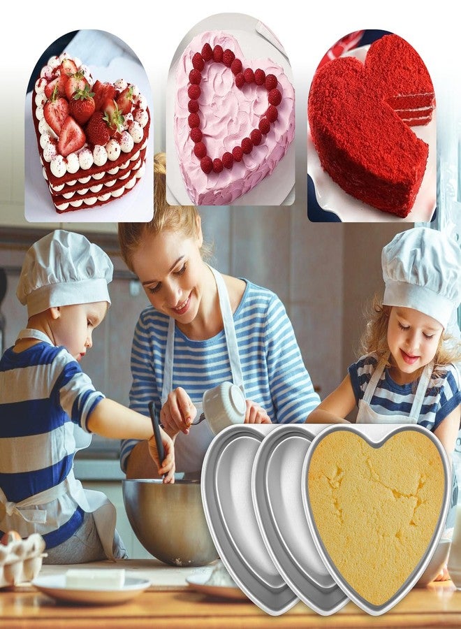 EQUNROY 6 Inch Heart Cake Pan - 3 Pack Aluminum Heart Shaped Baking Pans for Valentine's Day, Wedding, Birthday Party - Nonstick Cake Mold for Oven, DIY Desserts - Image 3