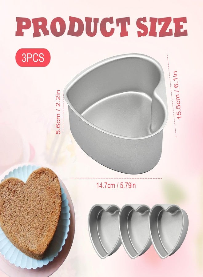 EQUNROY 6 Inch Heart Cake Pan - 3 Pack Aluminum Heart Shaped Baking Pans for Valentine's Day, Wedding, Birthday Party - Nonstick Cake Mold for Oven, DIY Desserts - Image 2