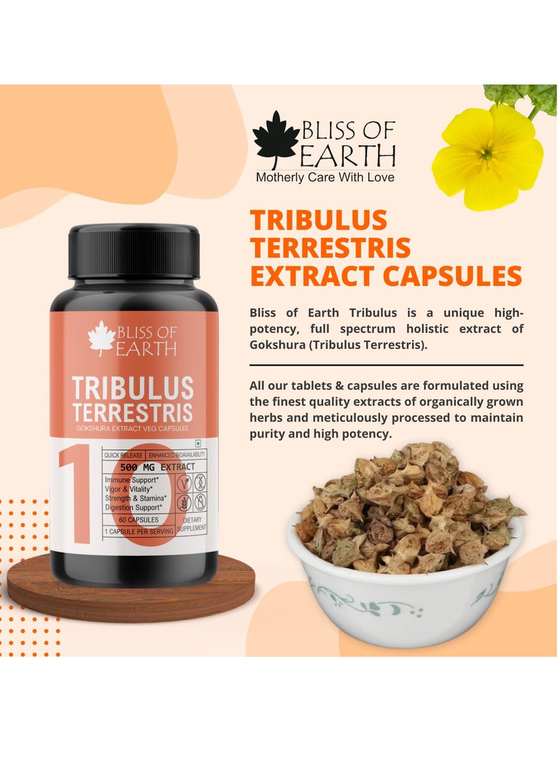 BLISS OF EARTH Bliss of Earth Tribulus Terrestris Extract Supplement & Testo Surge Supplement Capsules For Energy Stamina & Muscle Growth Pack of 2  - Image 4