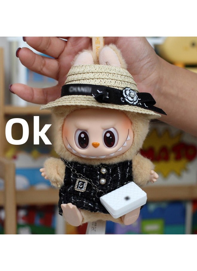 Clothes Only] Second Generation Blind Box Labubu Doll Vinyl Pendant Labubu Collection Sitting Party Clothes-Color:Elegant Xiaoxiang (hat + Clothes) Black-Height:Special Baby Cloth Cloth For The Second Generation (excluding Baby)  - Image 1