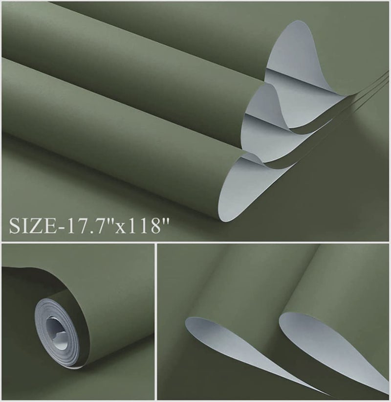 Dimoon 118''x17.7'' Green Peel and Stick Wallpaper Contact Paper Modern Self Adhesive Wall Paper Removable Renter Friendly Textured Solid Color Shelf Cabinet Vinyl Roll (118''x17.7'',Leaf Green) - Image 2
