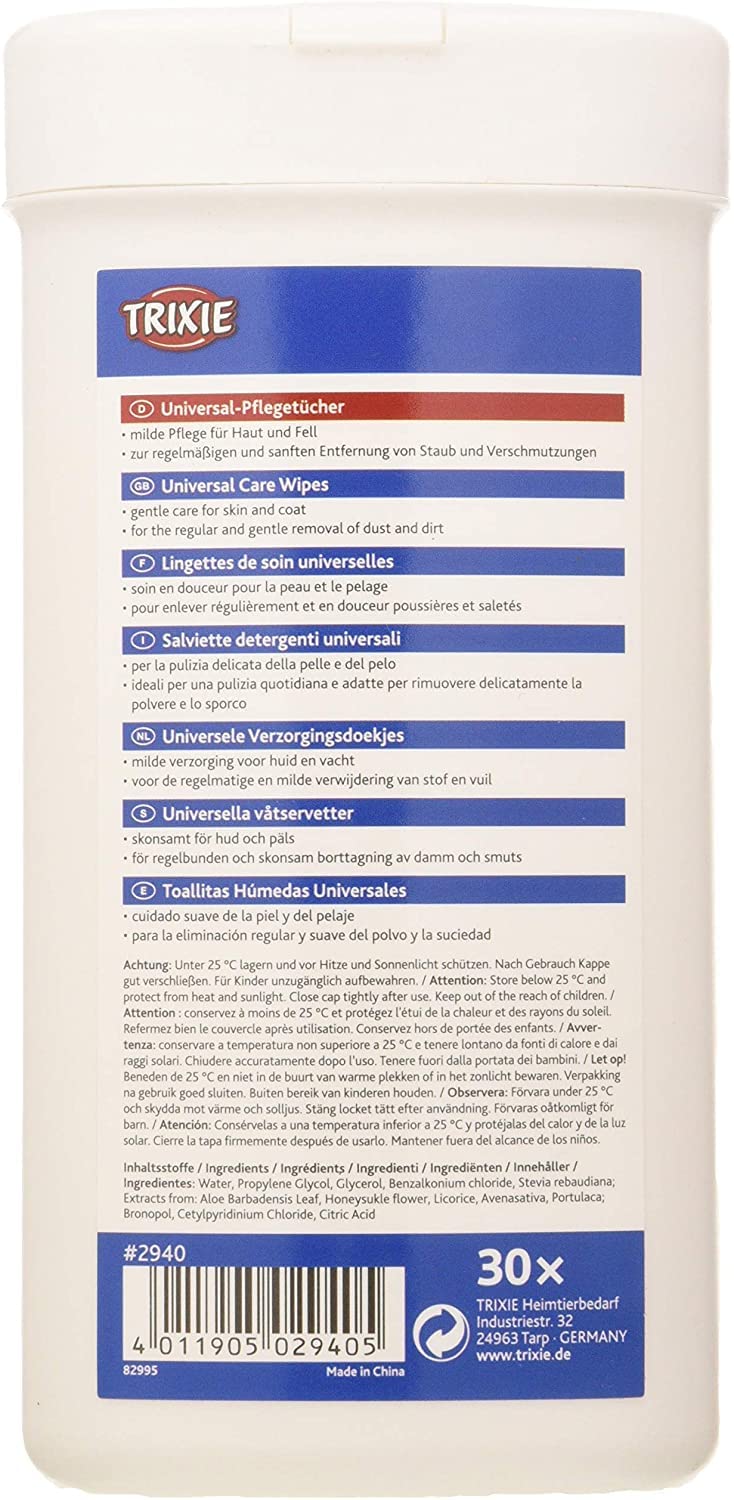 Trixie: - Universal Cosmetic Wipes | Skin and Coat Wipes for Dogs, Cats and Other Small Animals | Made with Valuable Plant Extracts for Deep Cleaning and Pleasant Smell - 30 Wipes Pack - Image 2