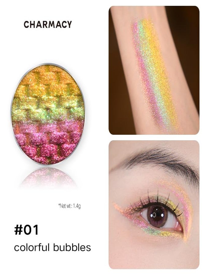 CHARMACY Chameleon Diamond Rainbow Eyeshadow, Multichrome Face Highlighter Palette, Multi-use, Long Lasting, High Pigment, Metallic Glitter Sparkling Eyeshadow Eyes Makeup Highlighter #01 - Image 2
