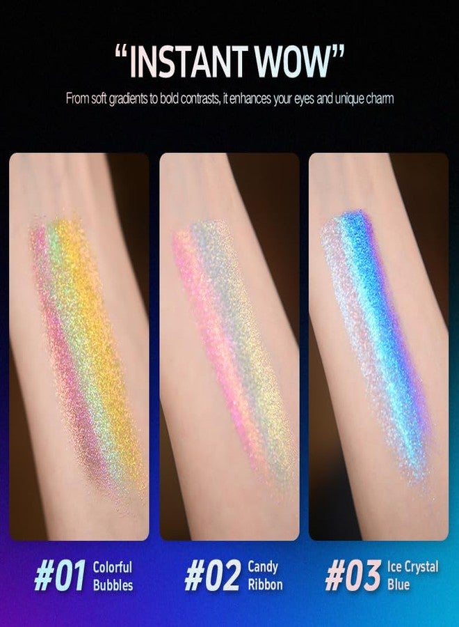 CHARMACY Chameleon Diamond Rainbow Eyeshadow, Multichrome Face Highlighter Palette, Multi-use, Long Lasting, High Pigment, Metallic Glitter Sparkling Eyeshadow Eyes Makeup Highlighter #01 - Image 5