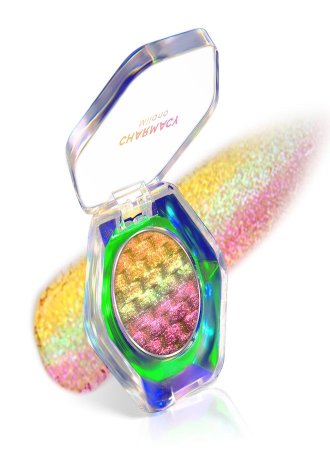 CHARMACY Chameleon Diamond Rainbow Eyeshadow, Multichrome Face Highlighter Palette, Multi-use, Long Lasting, High Pigment, Metallic Glitter Sparkling Eyeshadow Eyes Makeup Highlighter #01 - Image 1