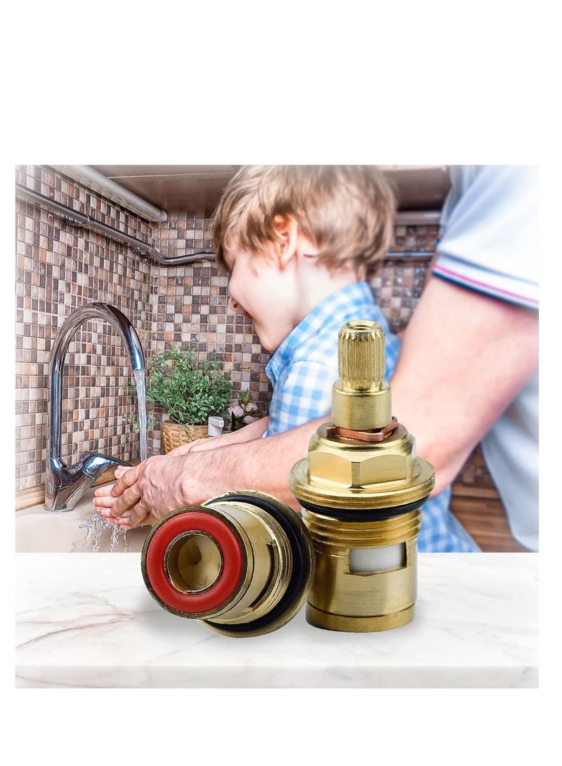 SYOSI Brass Bathroom Sink Faucet Valve Stem  2Pcs Hot and Cold Ceramic Disc Stem Valve Repair Bathroom Faucet Stem Cartridge Replacement  Brass Kitchen faucet Cartridge Replacement for Kitchen Sink - Image 1