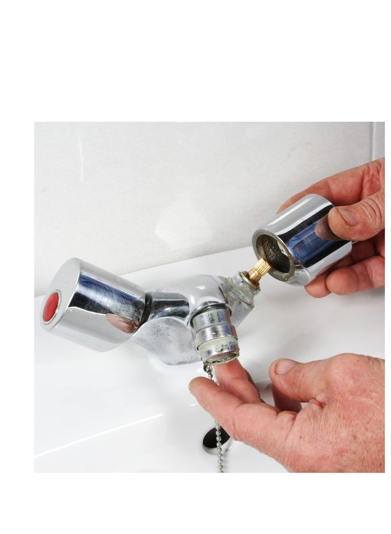 SYOSI Brass Bathroom Sink Faucet Valve Stem  2Pcs Hot and Cold Ceramic Disc Stem Valve Repair Bathroom Faucet Stem Cartridge Replacement  Brass Kitchen faucet Cartridge Replacement for Kitchen Sink - Image 4