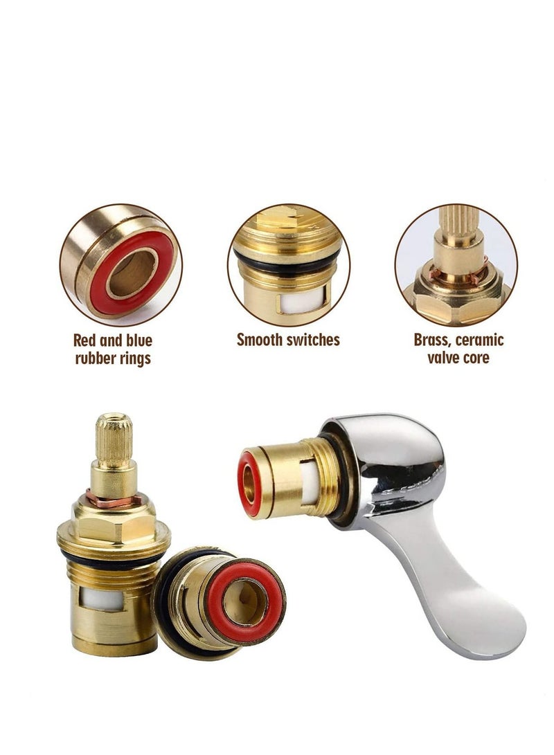 SYOSI Brass Bathroom Sink Faucet Valve Stem  2Pcs Hot and Cold Ceramic Disc Stem Valve Repair Bathroom Faucet Stem Cartridge Replacement  Brass Kitchen faucet Cartridge Replacement for Kitchen Sink - Image 2
