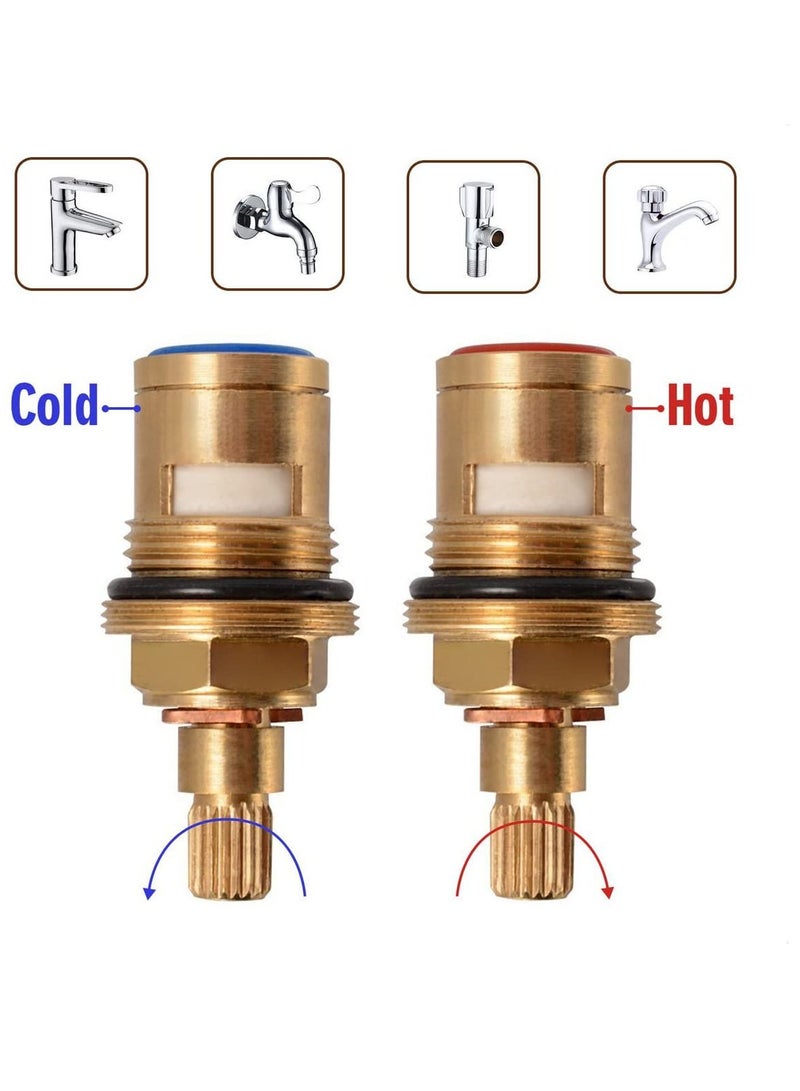 SYOSI Brass Bathroom Sink Faucet Valve Stem  2Pcs Hot and Cold Ceramic Disc Stem Valve Repair Bathroom Faucet Stem Cartridge Replacement  Brass Kitchen faucet Cartridge Replacement for Kitchen Sink - Image 5