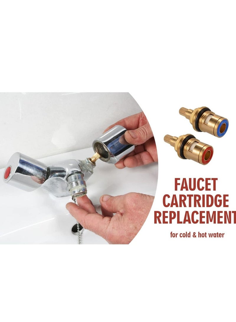 SYOSI Brass Bathroom Sink Faucet Valve Stem  2Pcs Hot and Cold Ceramic Disc Stem Valve Repair Bathroom Faucet Stem Cartridge Replacement  Brass Kitchen faucet Cartridge Replacement for Kitchen Sink - Image 3