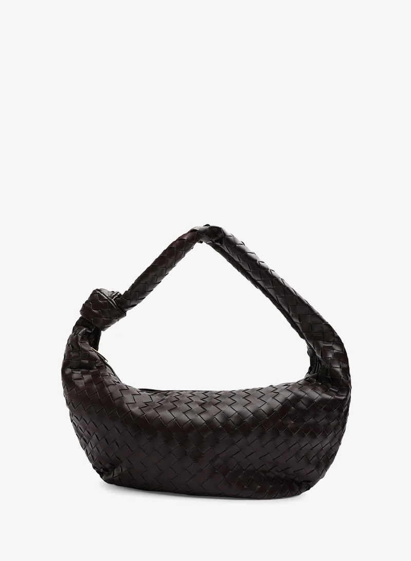 Where's That From Aqua Knotted Strap Woven Shoulder Bag