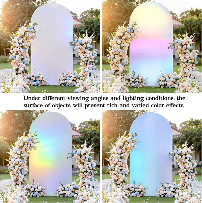 Suppromo Silver White Arch Covers 7.2 and 6ft Sequin Sparkly Birthday Party Arch Backdrop Covers Set of 2 Spandex Shimmer Balloon Arch Stand Cover for Wedding Bridal Shower Baby Shower Photo Arches Background - Image 4