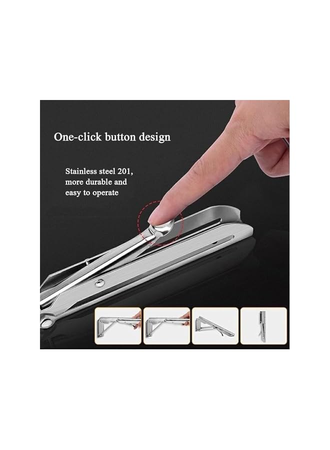 The Bros The Bros Folding Shelf Brackets 12inch - 2pcs Wall Mounted Heavy Duty Stainless Steel Triangle Brackets for Table Work Bench, Space Saving DIY Bracket  - Image 4