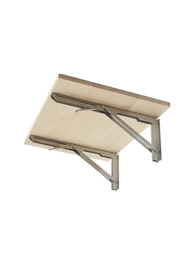 The Bros The Bros Folding Shelf Brackets 12inch - 2pcs Wall Mounted Heavy Duty Stainless Steel Triangle Brackets for Table Work Bench, Space Saving DIY Bracket  - Image 2