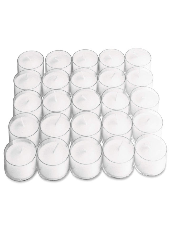tag Unscented Basic Clear Cup Tealight Candle 25 Pack Burn Time 3 Hours Ideal for Home Decor Decoration Birthday Parties Wedding Dinner White - Image 1
