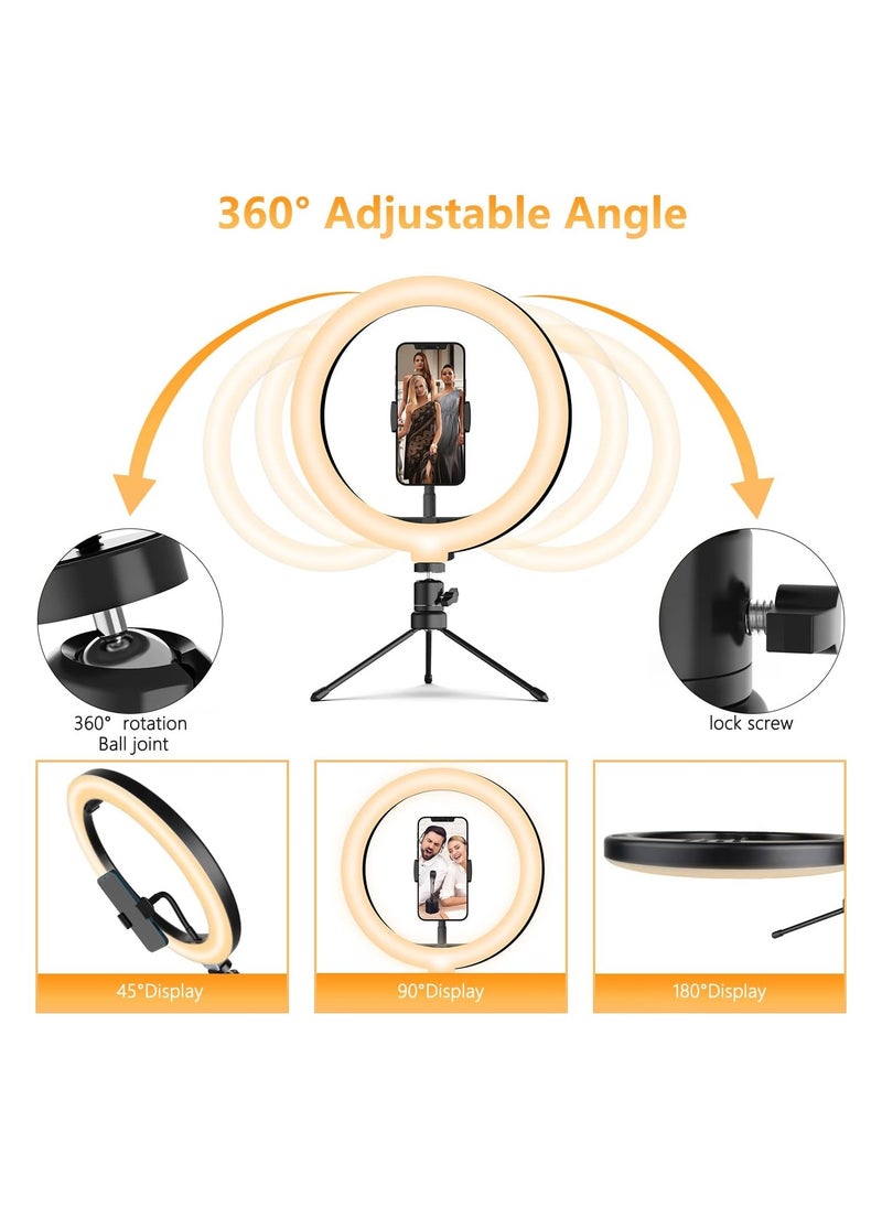 Generic - 10.2'' Dimmable Selfie Ring Light with Adjustable Stand and Phone Holder, LED Circle Light with 3 Color Modes (3500K-6500K) and 10 Brightness Levels for TikTok, Live Streaming, and Makeup. - Image 1