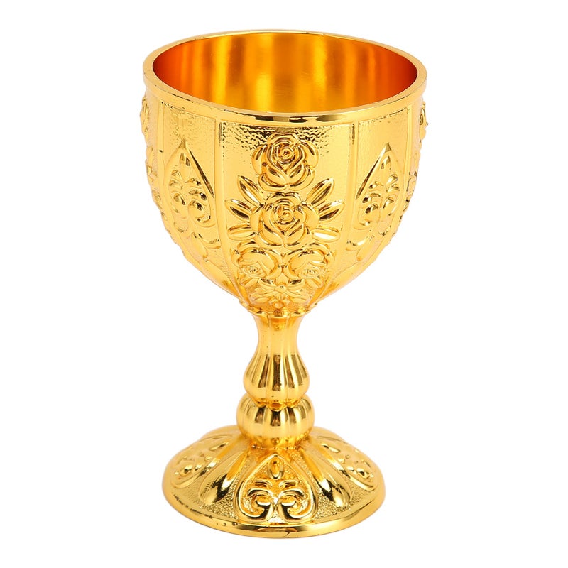 Metal Embossed Wine Cup Vintage Flower Pattern Exquisite Details Metal Wine Cup for Home Decoration Gifts Gold - Image 2