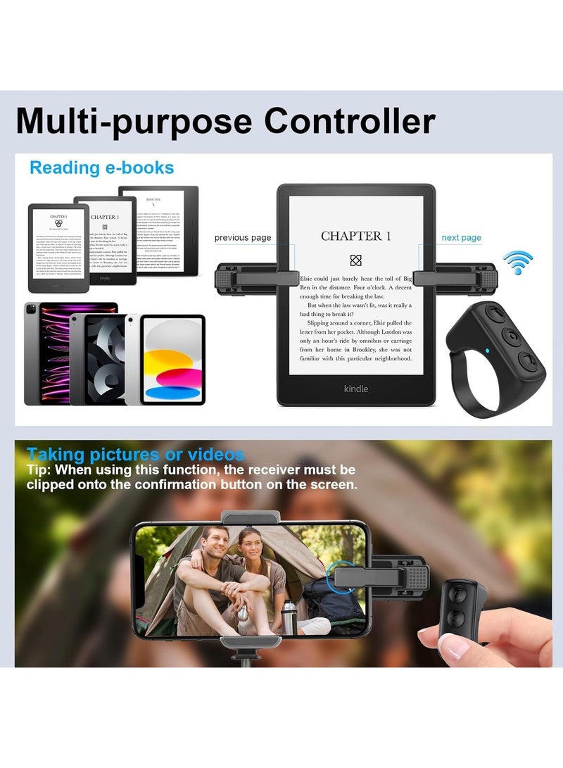 Remote Control Page Turner for Most Devices of Kindle, Wireless E-Reader Controller Ring, for ipad Reading Comics/Novels iPhone Tablets Android Taking Photos Camera Video Recording - Image 3