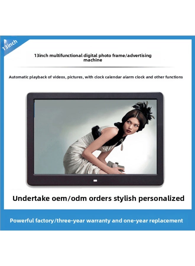Supply 13 Inch HD Digital Photo Frame Electronic Photo Album Wall-mounted Advertising Machine 1080P HD Video Player-Color:Black - Image 1