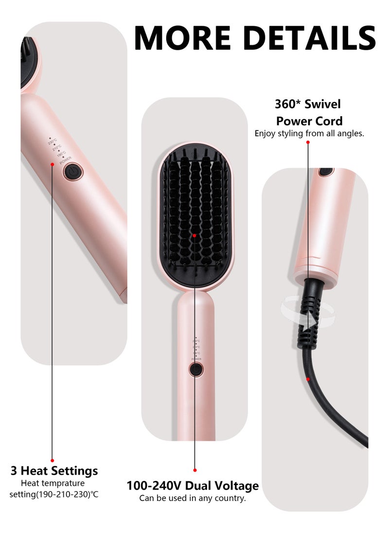DOSCHER Hair Straightener Brush Straightening Comb Fast Heating Ceramic Heater Compatible For Digital LCD Display Compatible For Home Uses Dual Voltage Hair  - Image 5