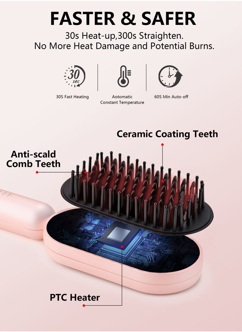DOSCHER Hair Straightener Brush Straightening Comb Fast Heating Ceramic Heater Compatible For Digital LCD Display Compatible For Home Uses Dual Voltage Hair  - Image 4
