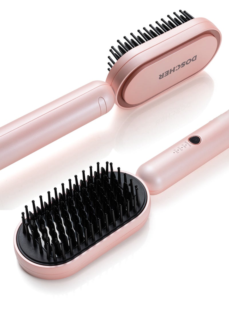 DOSCHER Hair Straightener Brush Straightening Comb Fast Heating Ceramic Heater Compatible For Digital LCD Display Compatible For Home Uses Dual Voltage Hair  - Image 1