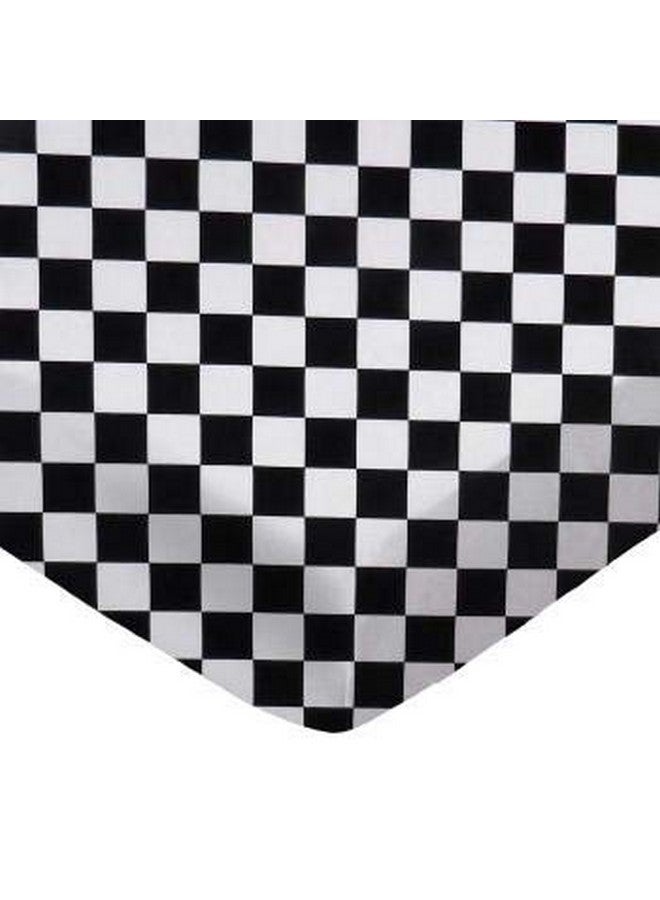 SHEETWORLD.COM SheetWorld 100% Cotton Percale Fitted Crib Toddler Sheet 28 x 52, Black White Checkerboard, Made in USA - Image 1