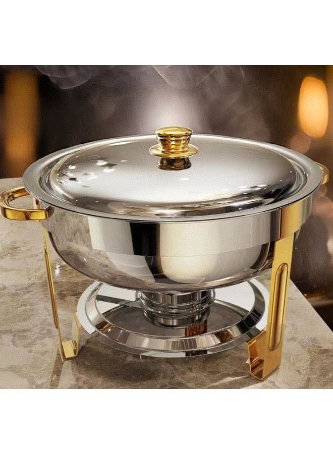 HOMESTAR Chafing Dishes for Buffet 1 Pack, Round Chafing Dish Buffet Set [Elegant Gold and Silver Colors] Stainless Steel Chafers and Buffet Warmers Sets for Parties with Complete Set - Image 1