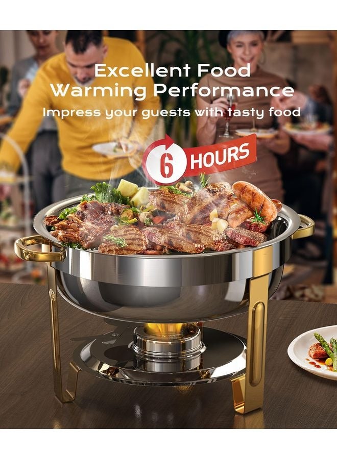 HOMESTAR Chafing Dishes for Buffet 1 Pack, Round Chafing Dish Buffet Set [Elegant Gold and Silver Colors] Stainless Steel Chafers and Buffet Warmers Sets for Parties with Complete Set - Image 5