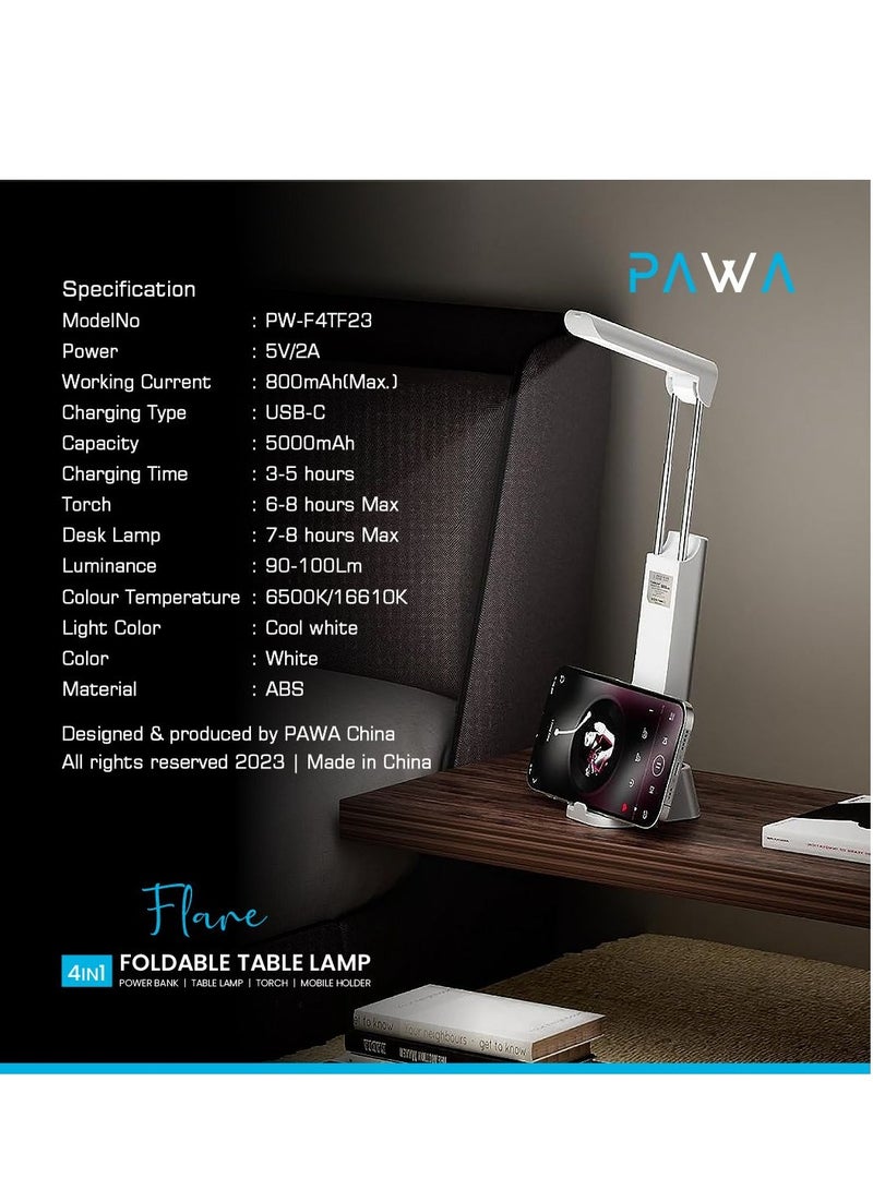 Pawa Foldable table lamp 4 in 1 - White - Image 3