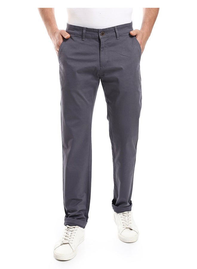 Andora Straight Fit Gabardine Pants With Side Pockets - Image 4