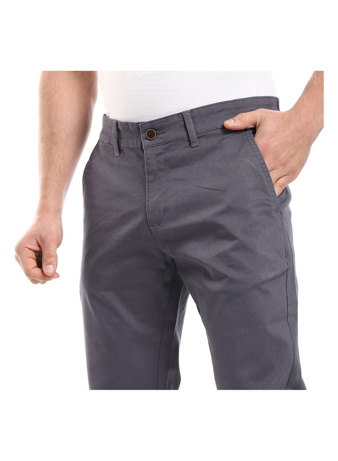 Andora Straight Fit Gabardine Pants With Side Pockets - Image 2
