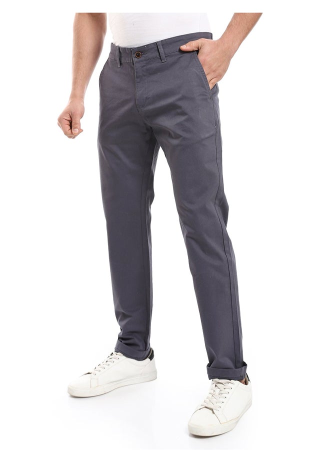 Andora Straight Fit Gabardine Pants With Side Pockets - Image 5