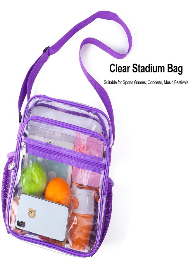 COVAX Clear Bag Stadium Approved, Clear Crossbody Messenger Shoulder Bag with Adjustable Strap for Concerts, Sports Events, Purple - Image 3