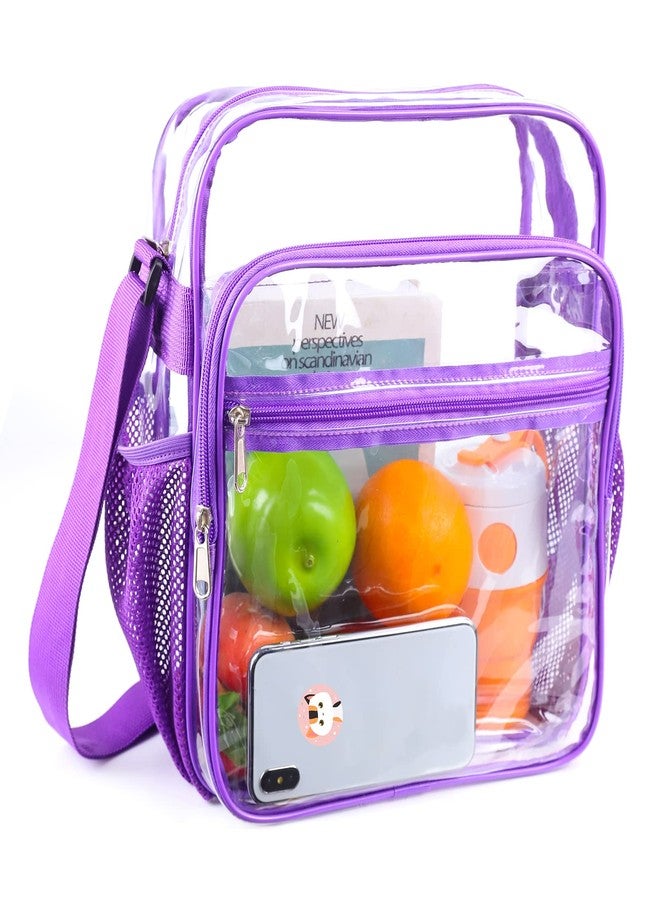 COVAX Clear Bag Stadium Approved, Clear Crossbody Messenger Shoulder Bag with Adjustable Strap for Concerts, Sports Events, Purple - Image 1