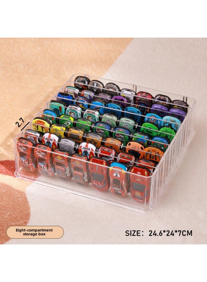 Hot Wheels Display Stand Alloy Car Model 1:64 Children's Toy Car Ornaments Transparent Finishing Storage Display Box-Color:8 Compartments, Detachable Partitions, Can Be Placed Horizontally Or Vertically - Car Storage Box  - Image 1