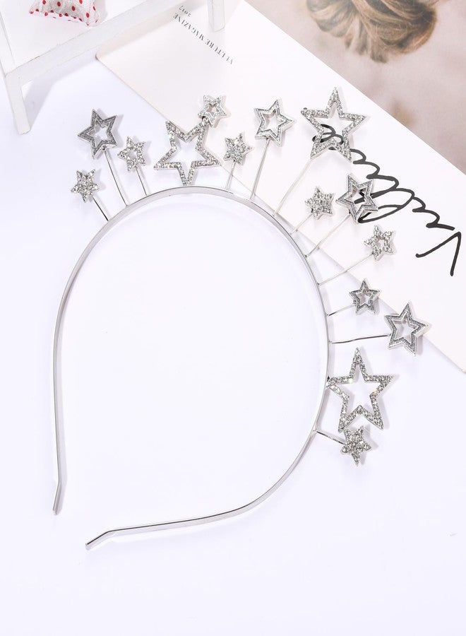 CEALXHENY Disco Ball Headbands for Women Rhinestone Star Hairband Glitter Mirrorball Headbands 70s 80s Disco Costume Outfits Music Concert Hair Accessories Holiday New Year Party Favors (Pattern D) - Image 4