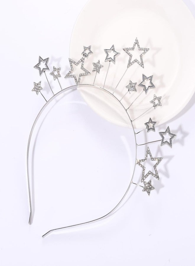 CEALXHENY Disco Ball Headbands for Women Rhinestone Star Hairband Glitter Mirrorball Headbands 70s 80s Disco Costume Outfits Music Concert Hair Accessories Holiday New Year Party Favors (Pattern D) - Image 3