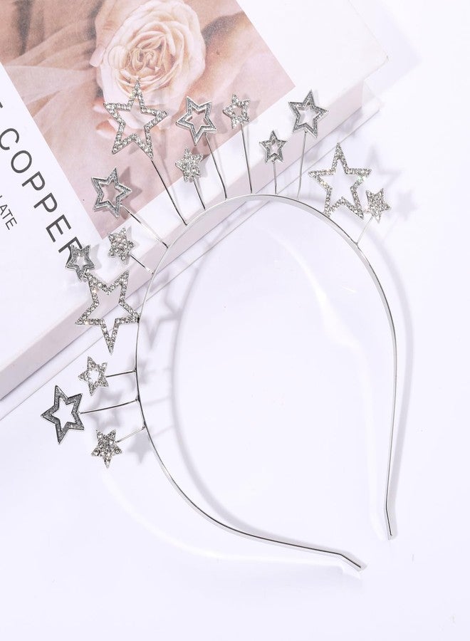 CEALXHENY Disco Ball Headbands for Women Rhinestone Star Hairband Glitter Mirrorball Headbands 70s 80s Disco Costume Outfits Music Concert Hair Accessories Holiday New Year Party Favors (Pattern D) - Image 2