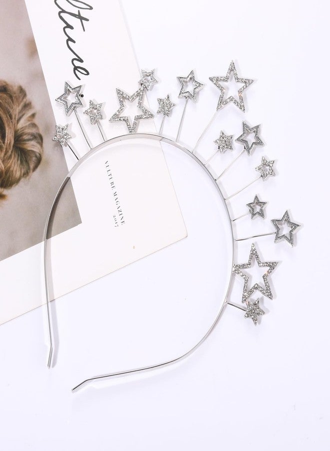 CEALXHENY Disco Ball Headbands for Women Rhinestone Star Hairband Glitter Mirrorball Headbands 70s 80s Disco Costume Outfits Music Concert Hair Accessories Holiday New Year Party Favors (Pattern D) - Image 5