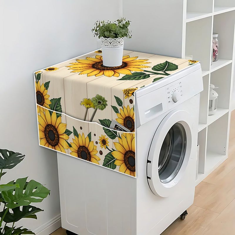 1 Pc 2D Flat Polyester Refrigerator Cover Microwave Cover Washing Machine Cover With Unique Pattern Print Multi Functional Household Refrigerator Cover For Single Double Doors Upright Freezer Cover Cloth 20 87 Inch 51 18 Inch Protects Dryer And Refrigerator From Dust - Image 5
