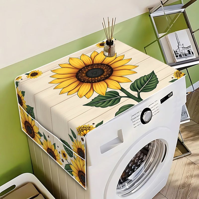 1 Pc 2D Flat Polyester Refrigerator Cover Microwave Cover Washing Machine Cover With Unique Pattern Print Multi Functional Household Refrigerator Cover For Single Double Doors Upright Freezer Cover Cloth 20 87 Inch 51 18 Inch Protects Dryer And Refrigerator From Dust - Image 4