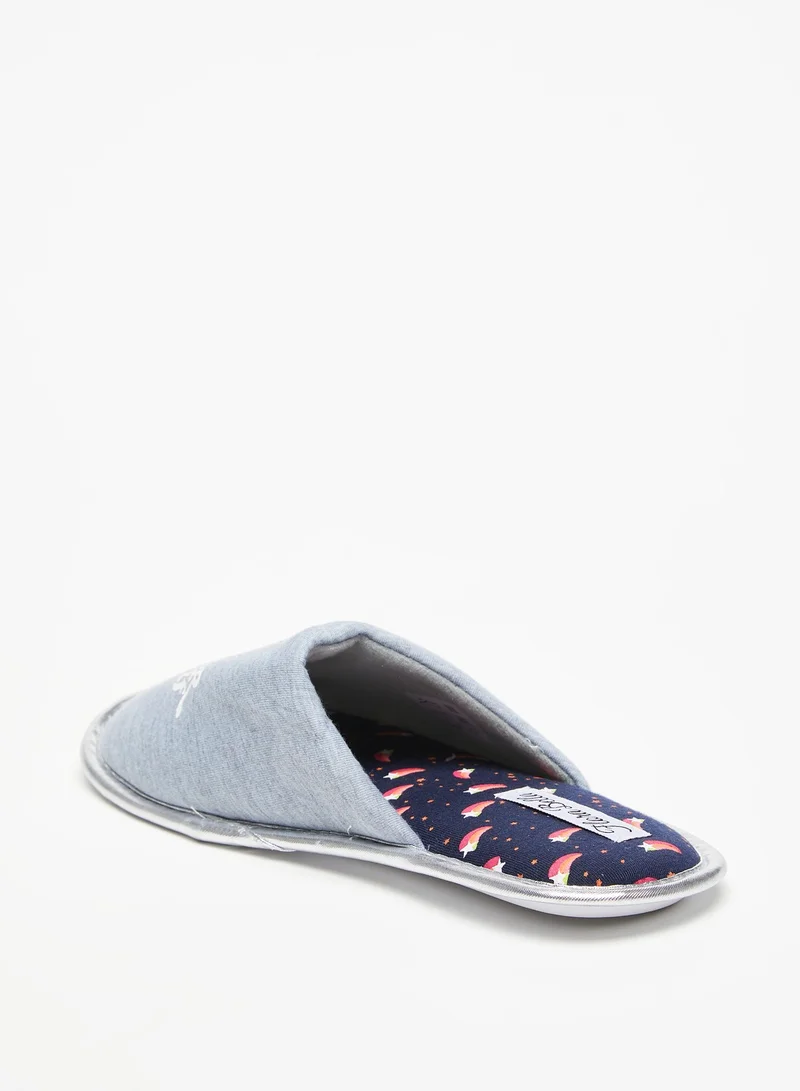 Flora Bella By Shoexpress Womens Slogan Print Slip On Bedroom Slides