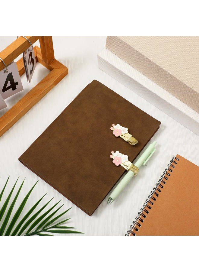 salbsever 2 Pcs Metal Pen Clip Holder Adjustable Spring Loop Pen Holder Clip Journal Pens Holders Decorative Floral Pencil Holders Clips for Clipboard Pocket Notebook (Pink) - Image 5