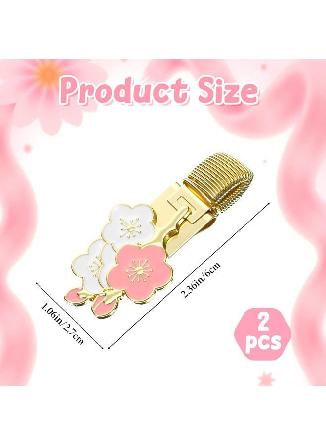 salbsever 2 Pcs Metal Pen Clip Holder Adjustable Spring Loop Pen Holder Clip Journal Pens Holders Decorative Floral Pencil Holders Clips for Clipboard Pocket Notebook (Pink) - Image 2