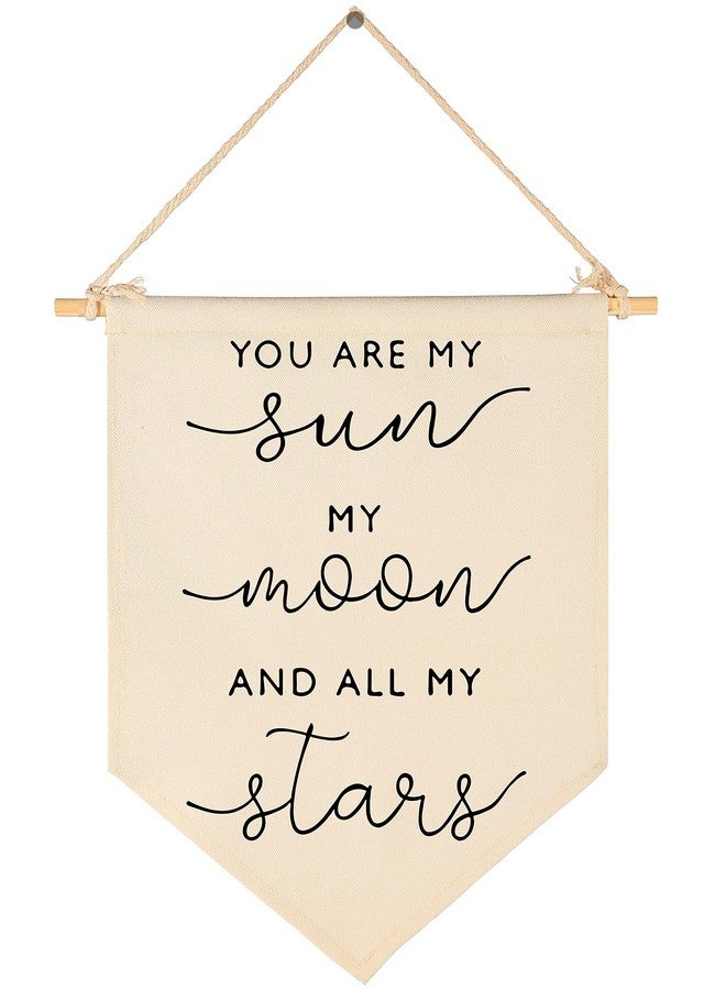 FYSIA Nursery Wall Art-Nursery Bedroom Gift-My Sun My Moon and All of My Stars-Canvas Hanging Flag Banner Wall Sign Decor Gift for Baby Kids Girl Boy Teen Room Playroom Front Door - Image 1
