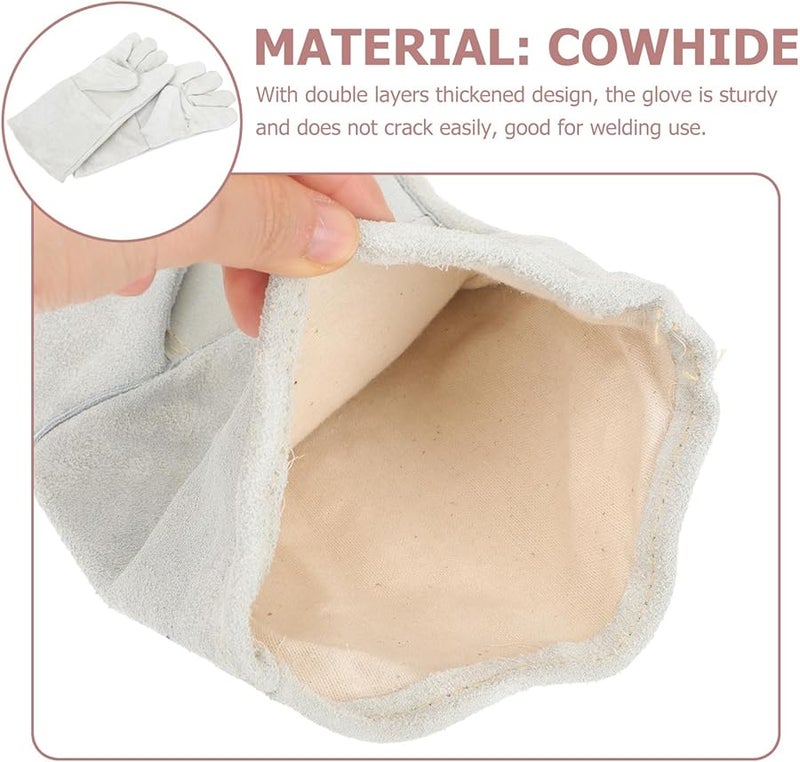Heat Resistant Cowhide Welding Gloves Reinforced Palm For Men Multi Purpose Work - Image 4